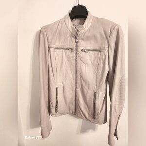 Danier Leather Moto Jacket Lambs Leather Cream US Size XS